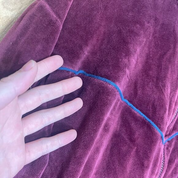 Vintage 70's Yves Saint Laurent YSL Maroon Velour Tracksuit Leisure Size Large - Picture 4 of 16